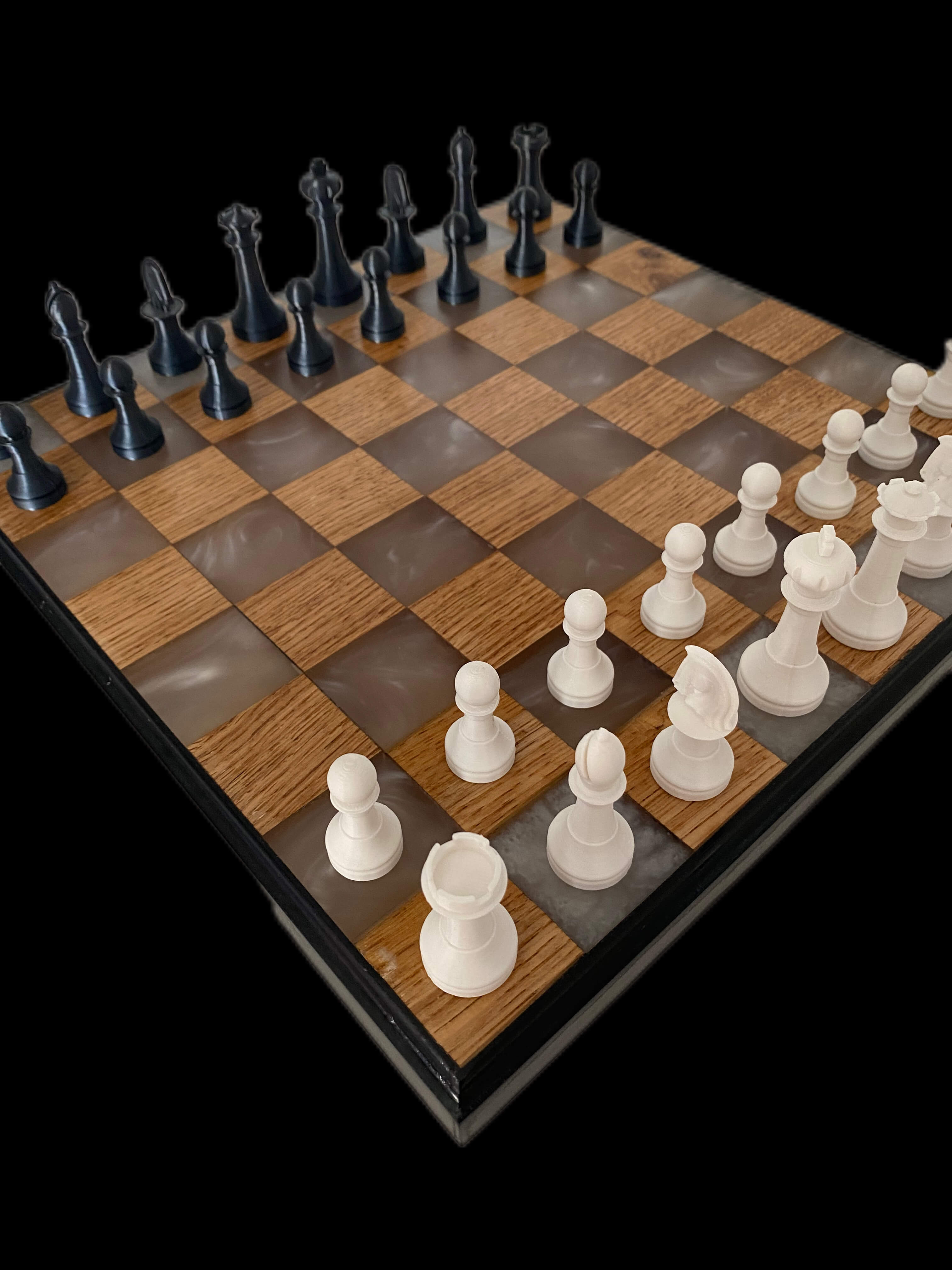 Échiquier Résine & Chêne - Zebrano Art